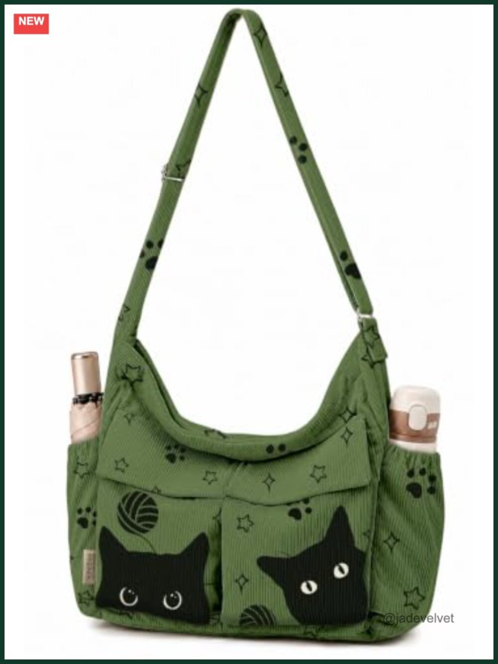 Corduroy Messenger Hobo Bag Crossbody Tote with Adjustable Strap, Fits 15.6"